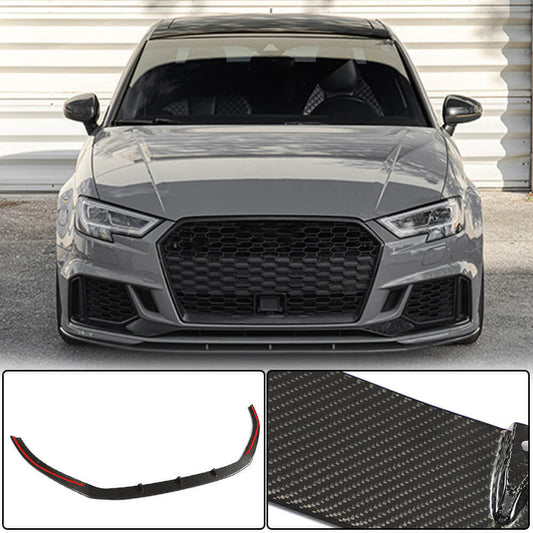 Front bumper extensions V5 (for RS3 SD 2017-2020, Carbon) for Audi A3 2012-2020 - image 1