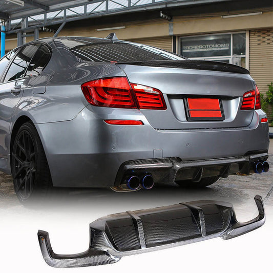 Rear Bumper Diffuser Carbon Fiber V1 (M-Sport) for BMW 5 series F-10/11/07 2010-2016 - image 1