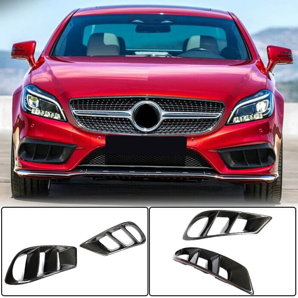 Covers on the front bumper (for AMG-Line SD 2015-2018, Carbon) for Mercedes CLS C218 2011-2018 - image 1