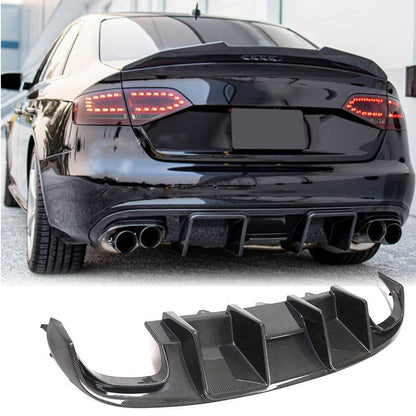 Rear Bumper Diffuser V1 (for S4 2009-2012, Carbon) for Audi A4 B8 2007-2015 - image 1