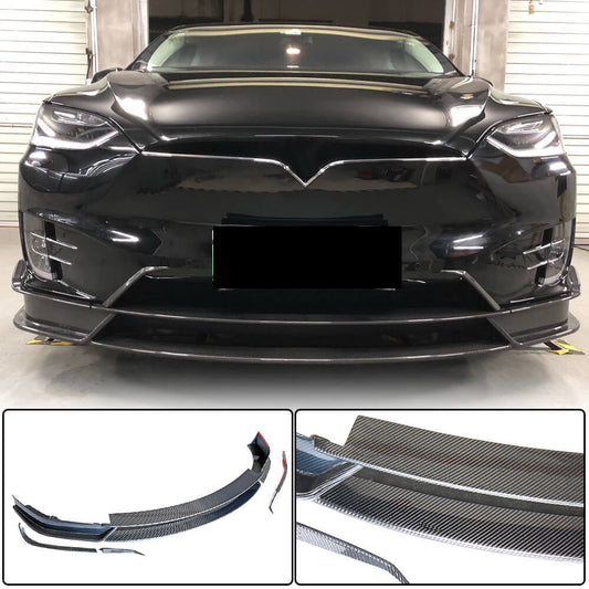 Front Bumper Lip Carbon V2 (2016-2020) for Tesla Model X 2015- - image 1