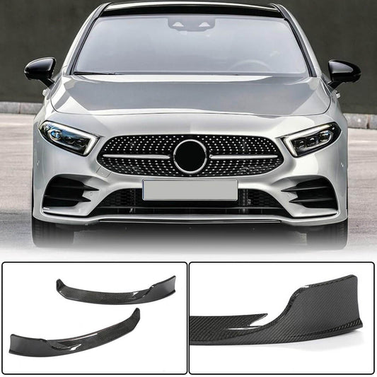 Front Bumper Flap Covers (for AMG-Line 2018-2021, Carbon) for Mercedes A-сlass W177 2018- - image 1