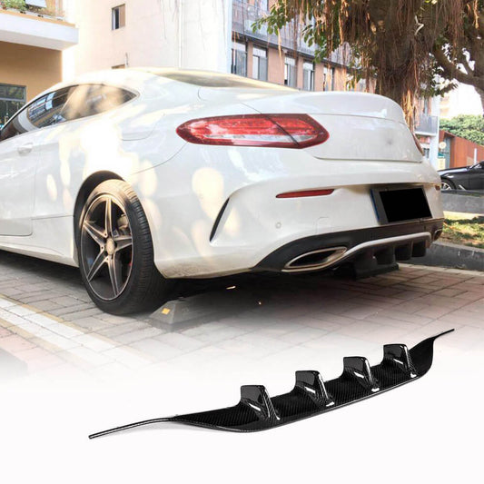 Rear bumper diffuser (for AMG-Line coupe/convertible / C43 AMG 2015-2019, Carbon) for Mercedes C-class W205 2014-2021 - image 1