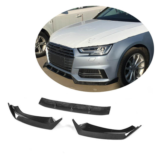 Front bumper lip V5 (for S-Line SD 2015-2019, Carbon) for Audi A4 B9 2015-2024 - image 1