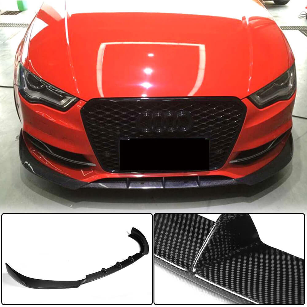 Front Bumper Lip Spoiler Lip V2 (for S-Line Sedan 2012-2016, Carbon) for Audi A3 2012-2020 - image 1