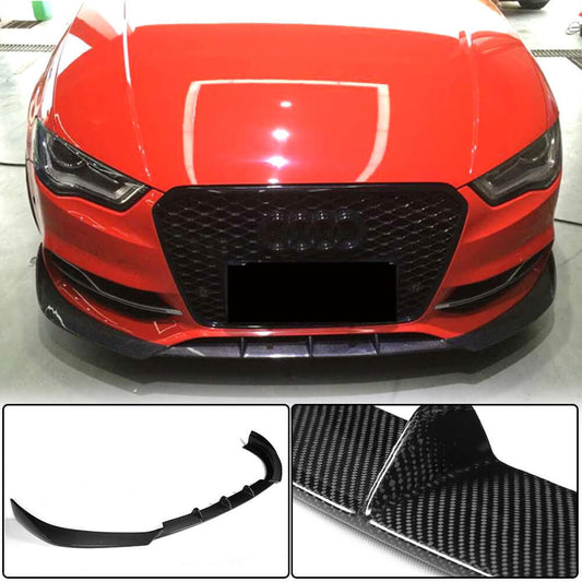 Front Bumper Lip Spoiler Lip V2 (for S-Line Sedan 2012-2016, Carbon) for Audi A3 2012-2020 - image 1