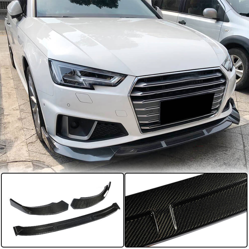 Front Bumper Lip V1 (for S-Line SD 2015-2019, Carbon) for Audi A4 B9 2015-2024 - image 1