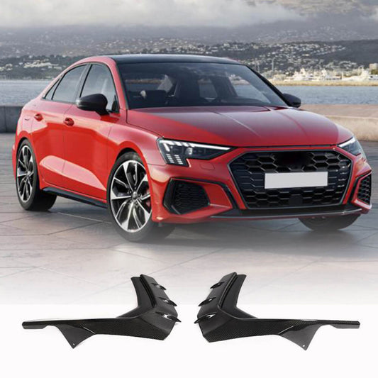 Front bumper extensions (for S-Line SD 2020-2023, Carbon) for Audi A3 2020- - image 1