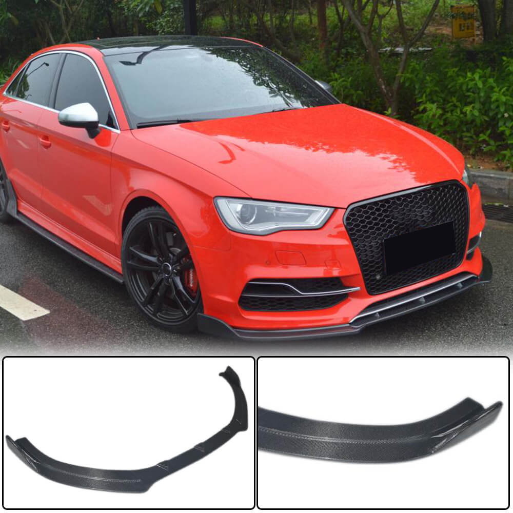 Front bumper lip spoiler Lip V3 (for S-Line Sedan 2012-2016, Carbon) for Audi A3 2012-2020 - image 1