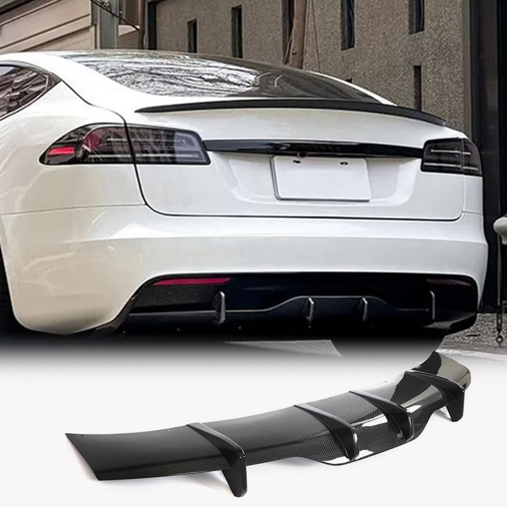 Rear Bumper Diffuser Carbon Fiber (for Plaid 2021-2024) for Tesla Model S - image 1
