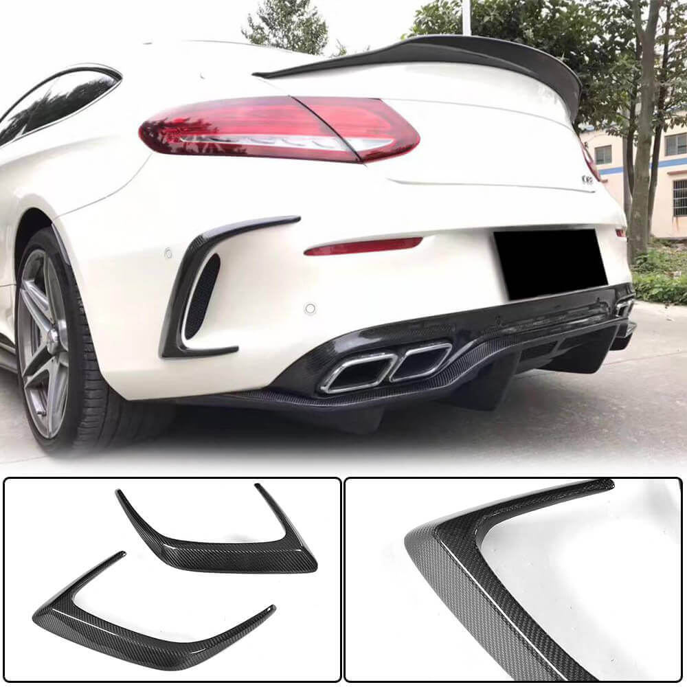 Covers on the rear bumper (for coupe/cabriolet C63 AMG 2015-2019, Carbon) for Mercedes C-class W205 2014-2021 - image 1
