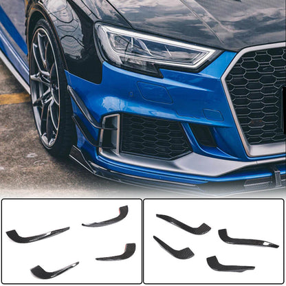 Front bumper extensions V2 (for RS3 SD 2017-2020, Carbon) for Audi A3 2012-2020 - image 1