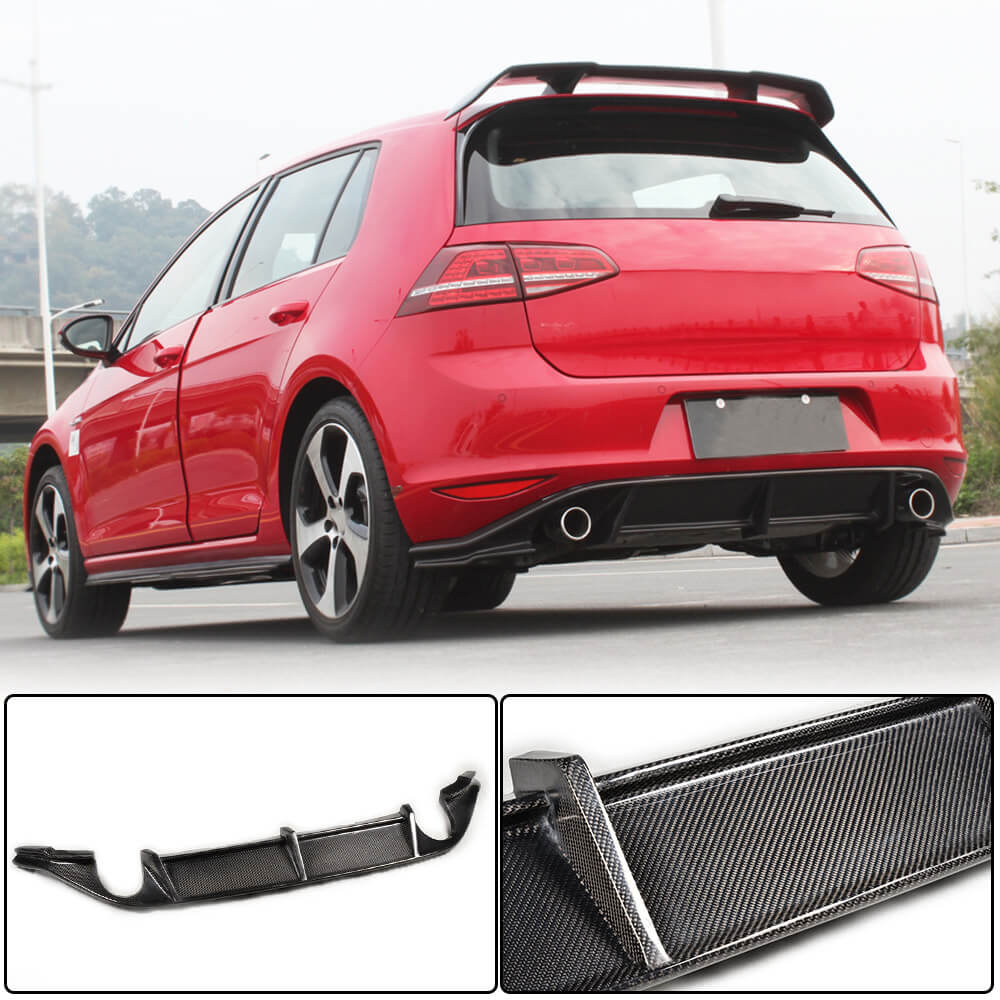 Rear Bumper Diffuser V3 (for Base/GTI HB 2012-2017, Carbon) for Volkswagen Golf 7/E-Golf 2012-2020 - image 1