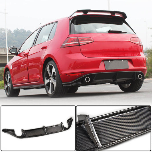Rear Bumper Diffuser V3 (for Base/GTI HB 2012-2017, Carbon) for Volkswagen Golf 7/E-Golf 2012-2020 - image 1