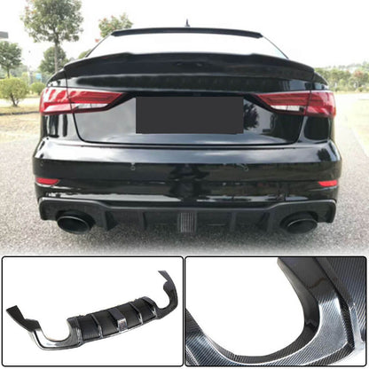 Rear Bumper Diffuser with LED Brake Light V2 (for RS3 2017-2019, Carbon) for Audi A3 2012-2020 - image 1