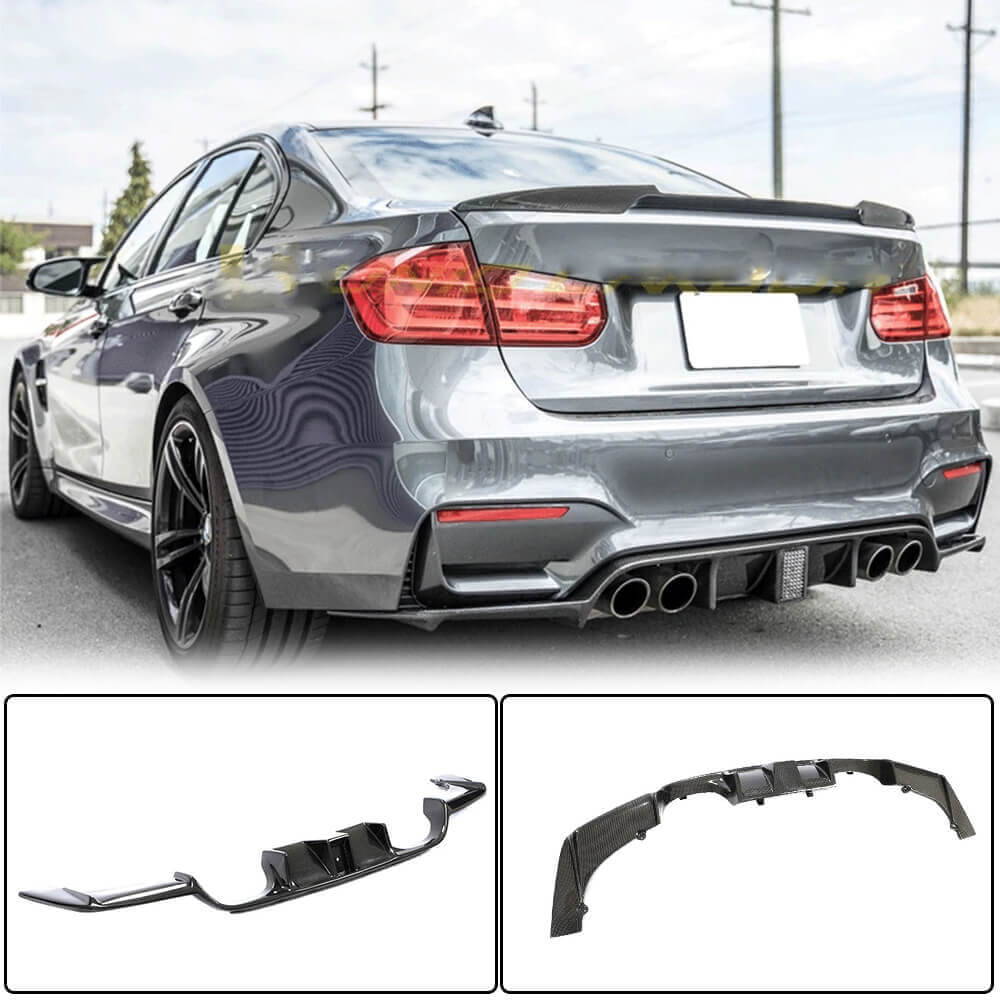 Rear Bumper Diffuser With Brake Light Carbon Fiber V12 (for F82/F83) for BMW 4 series F-32 2012-2020 - image 1