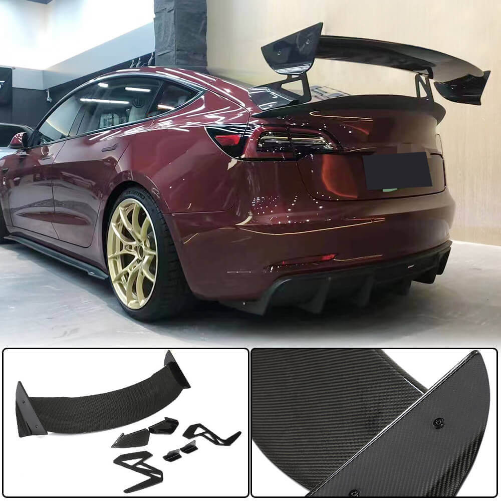 Rear Spoiler V6 (2017-2023, Carbon) for Tesla Model 3 2017- - image 1