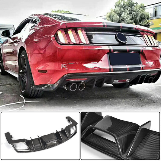 Rear bumper diffuser V1 (2015-2017, Carbon) for Ford Mustang 2015-2023 - image 1