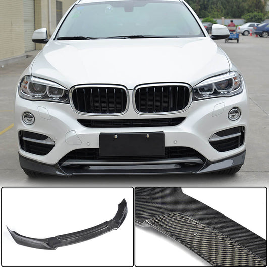 Front Bumper Lip V1 Add-on (for Base, Carbon) for BMW X6 F-16 2014-2019 - image 1