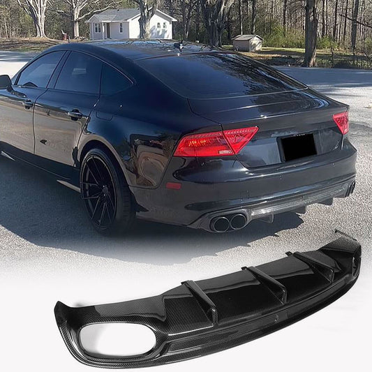 Rear Bumper Diffuser V2 (for S-Line, 2010-2014, Carbon) for Audi A7 2010-2018 - image 1