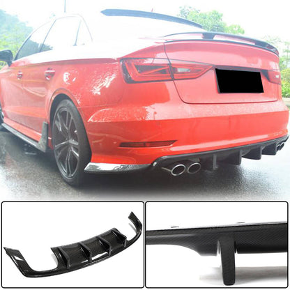 Rear Bumper Diffuser V3 (for S-Line SD 2012-2016, Carbon) for Audi A3 2012-2020 - image 1