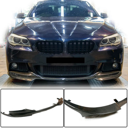 Front Bumper Lip V1 (for F10 M-Sport, Carbon) for BMW 5 Series F-10/11/07 2010-2016 - image 1