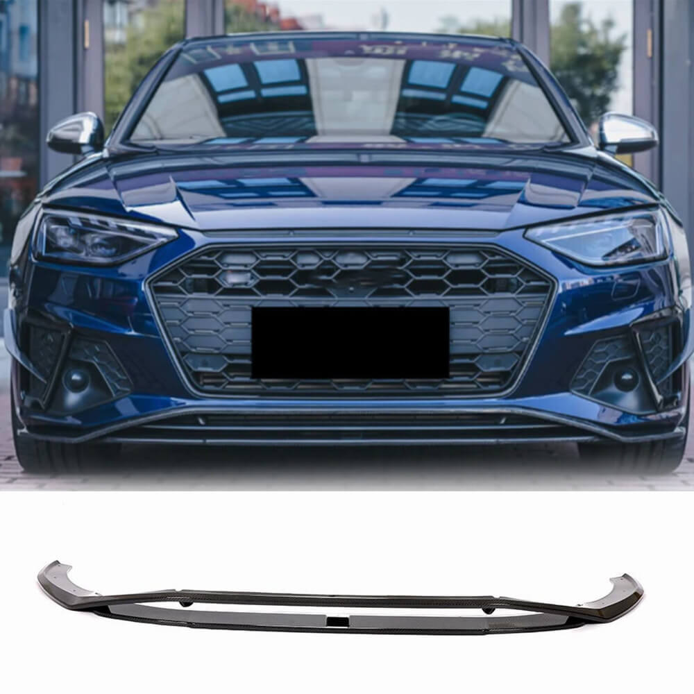 Front bumper lip Lip V2 (for S-Line Sedan 2019-2024, Carbon) for Audi A4 B9 2015-2024 - image 1
