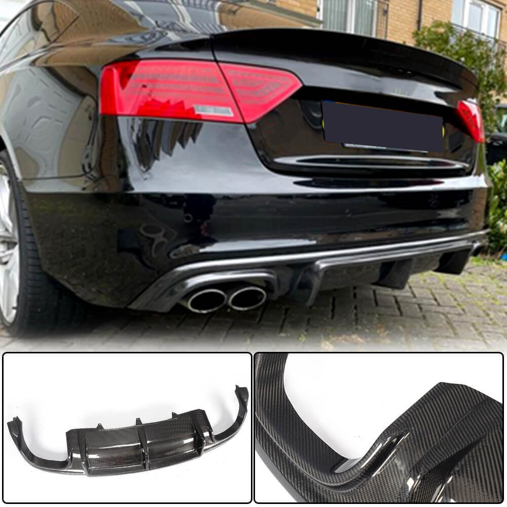 Rear Bumper Diffuser V3 (for S-Line 2012-2015, Carbon) for Audi A5 2007-2015 - image 1