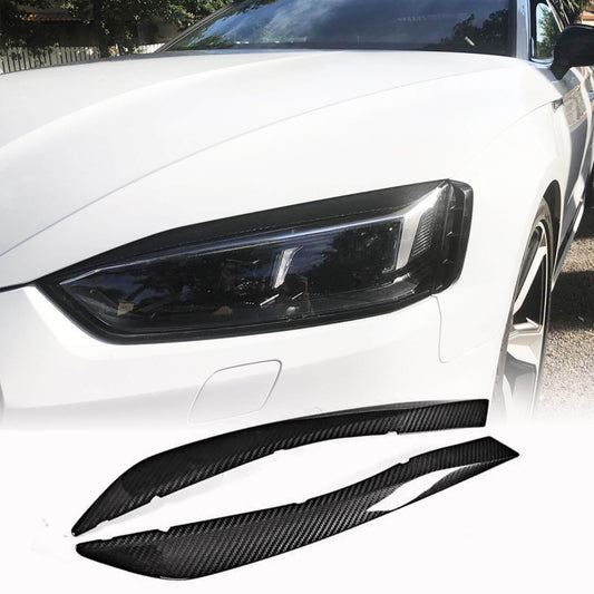 Headlight Eyelids Lamp Eyebrows Dry Carbon Fiber for Audi A5 2016-2025 - image 1