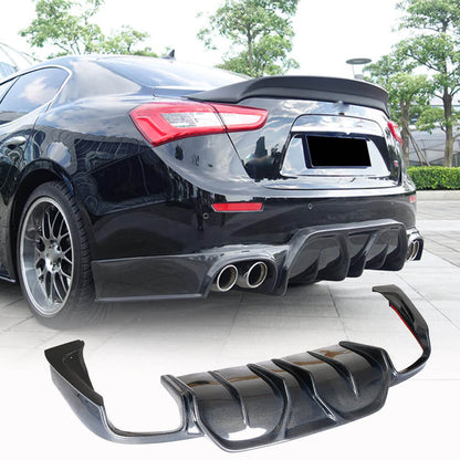 Rear bumper diffuser (for Base/S/S Q4 2014-2017, Carbon) for Maserati Ghibli 2013-2023 - image 1