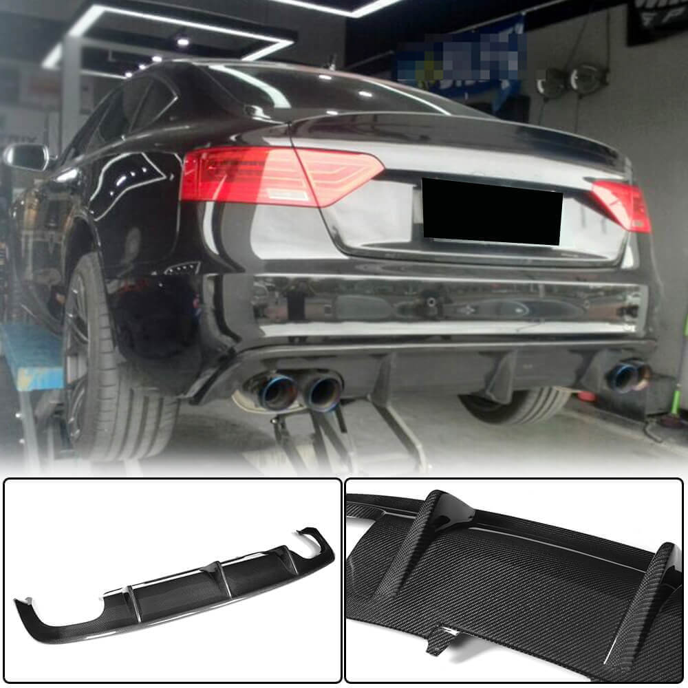 Rear Bumper Diffuser V1 (for S-Line 2012-2015, Carbon) for Audi A5 2007-2015 - image 1