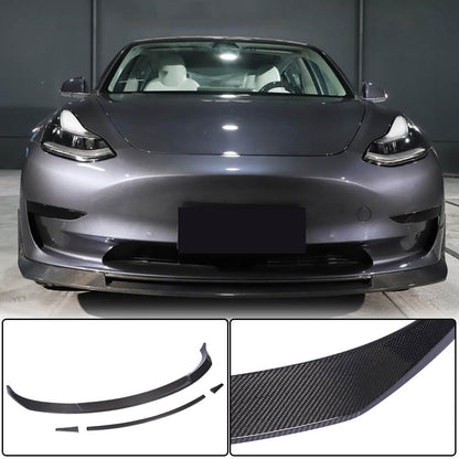 Front Bumper Lip V2 (2017-2023, Carbon) for Tesla Model 3 2017- - image 1