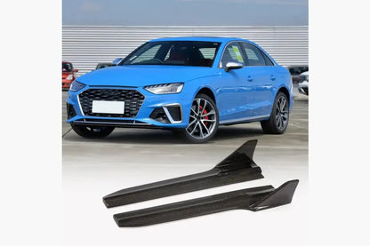 Side skirt extensions (for S-Line Sedan 2019-2024, Carbon) for Audi A4 B9 2015-2024 - image 1