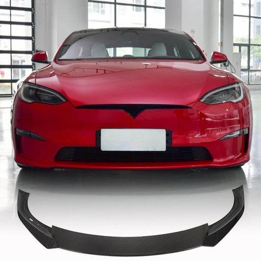 Front Bumper Lip V1 (2021+, Carbon) for Tesla Model S 2012– - image 1