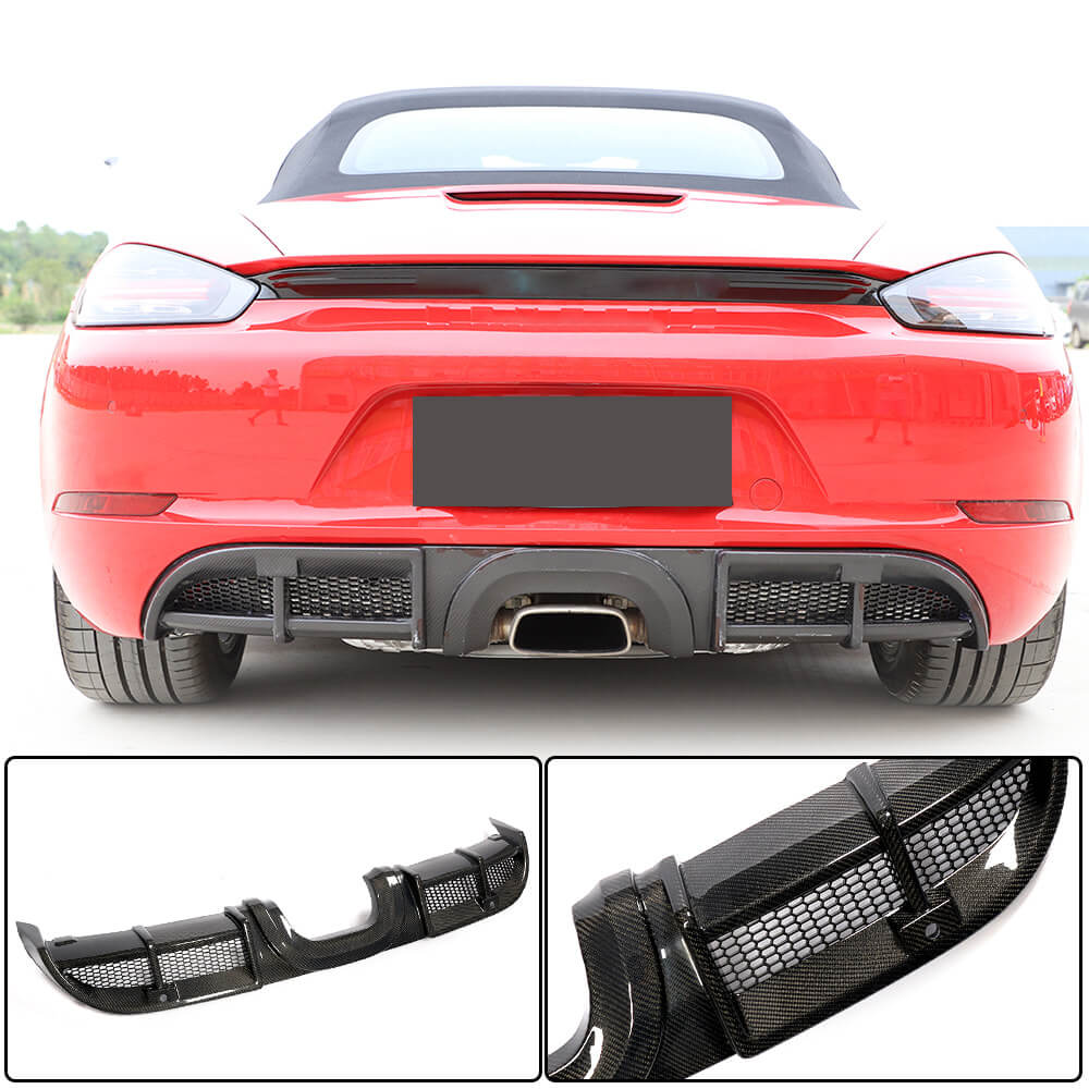 Rear Bumper Diffuser V1 (2016-2019, Carbon) for Porsche Boxster/Cayman 982 (718) 2016- - image 1