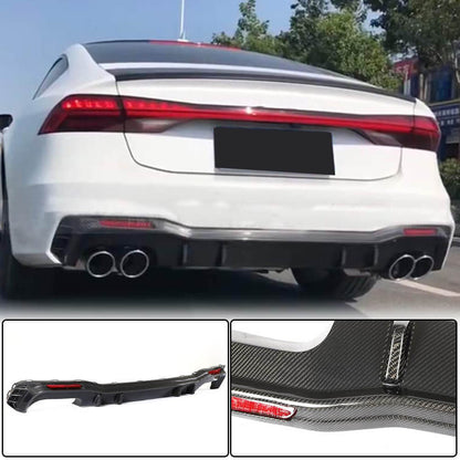Rear Bumper Diffuser (for S-Line 2018-2022, Carbon) for Audi A7 2018- - image 1