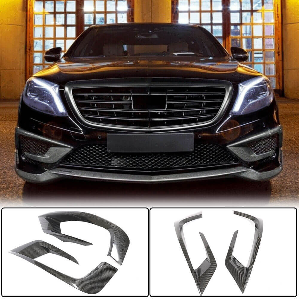 Front bumper extensions V1 for S63 AMG 2014-2017 Carbon for Mercedes S-сlass W222 2013-2020 - image 1