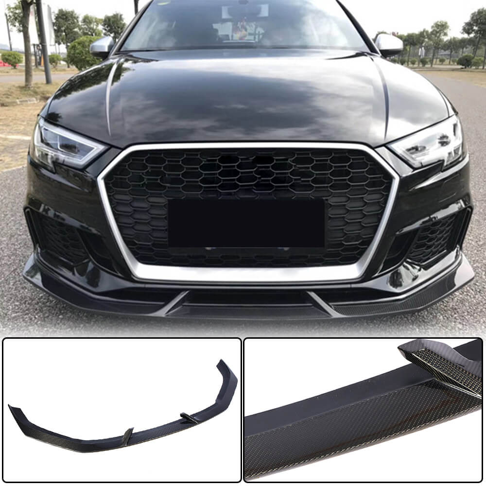 Front bumper extensions V3 (for RS3 SD 2017-2020, Carbon) for Audi A3 2012-2020 - image 1