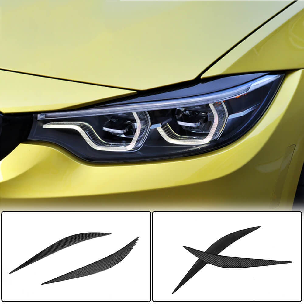 Headlight Eyebrows Lamp Eyelids Dry Carbon Fiber V1 for BMW 3 series F-30/31/34 2012-2019 - image 1