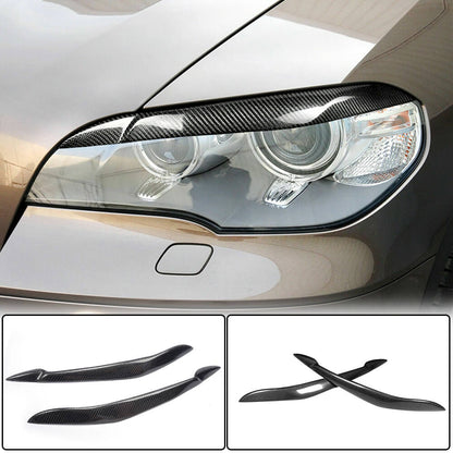 Headlight Eyebrows Lamp Eyelids Carbon Fiber for BMW X5 E-70 2007-2013 - image 1