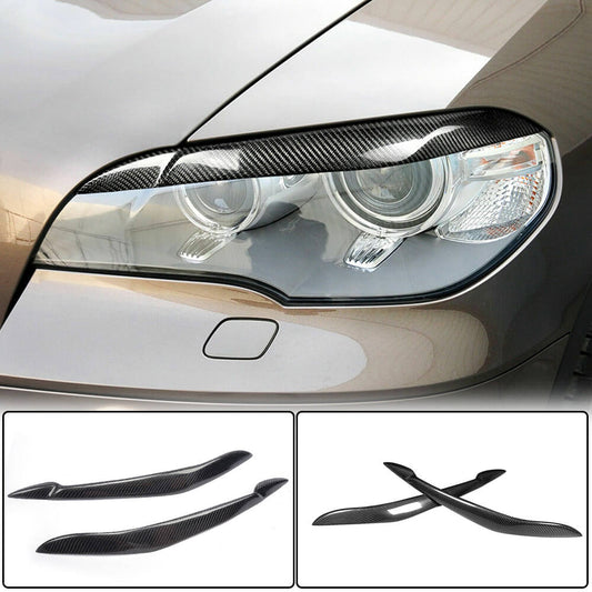 Headlight Eyebrows Lamp Eyelids Carbon Fiber for BMW X5 E-70 2007-2013 - image 1