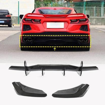 Rear bumper diffuser (2019-2022, Carbon) for Chevrolet Corvette C8 2019- - image 1