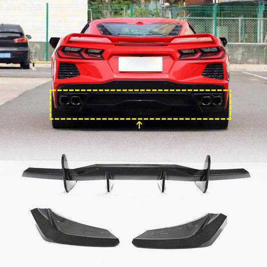 Rear bumper diffuser (2019-2022, Carbon) for Chevrolet Corvette C8 2019- - image 1