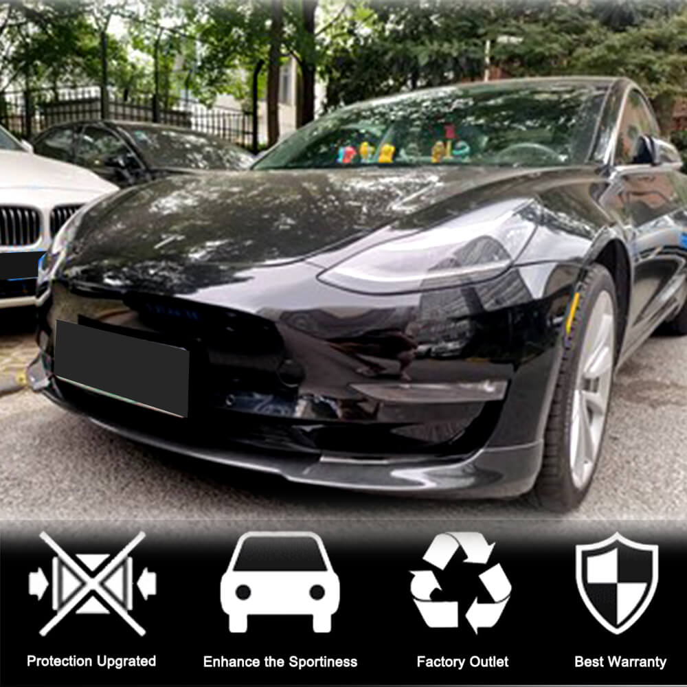 Front Bumper Lip V7 (2017-2023, Carbon) for Tesla Model 3 2017- - image 2