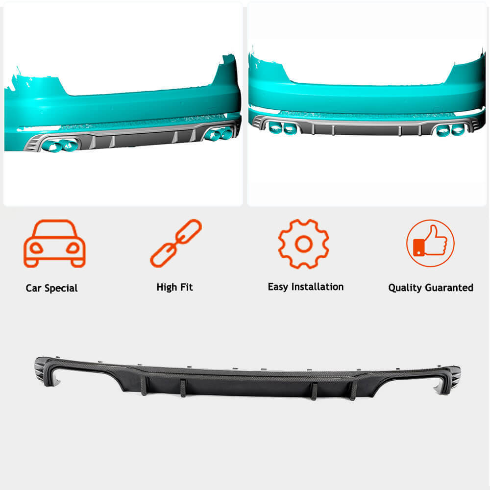 Rear Bumper Diffuser V2 (for S-Line Sedan 2015-2019, Carbon) for Audi A4 B9 2015-2024 - image 2