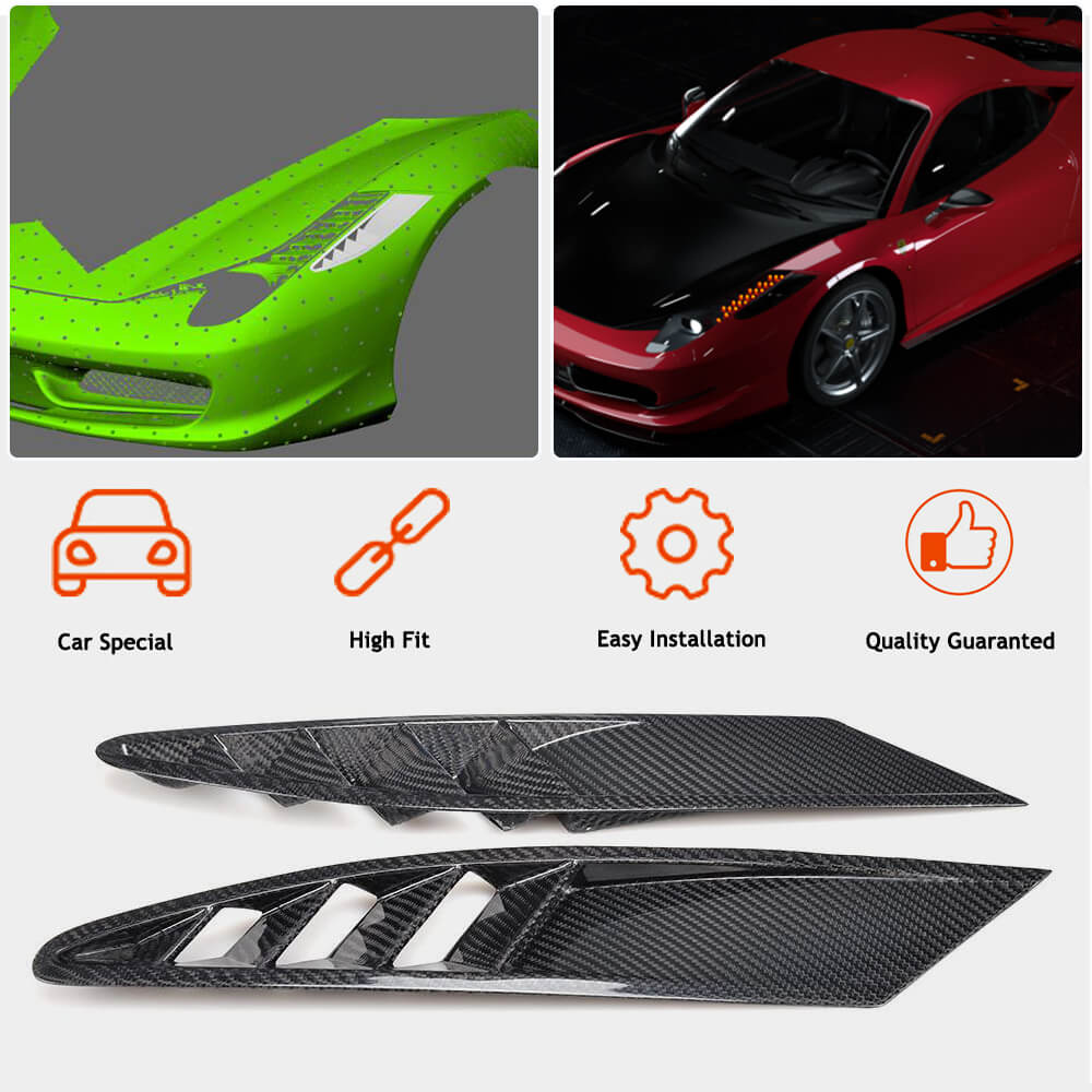 Front Bumper Extensions V1 (2011-2013, Carbon) for Ferrari 458 Italia 2009-2015 - image 2