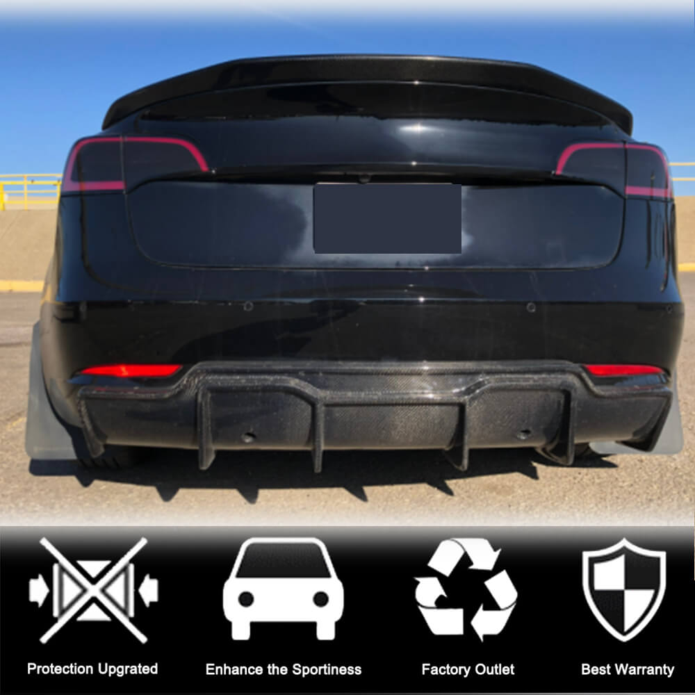 Rear Bumper Diffuser Carbon Fiber V4 (2016-2022) for Tesla Model 3 - image 2