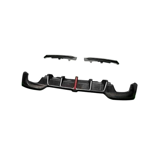Rear Bumper Diffuser with LED Carbon Fiber (2019-2021, M-Sport) for BMW 3 series G20/21 2018- - image 2