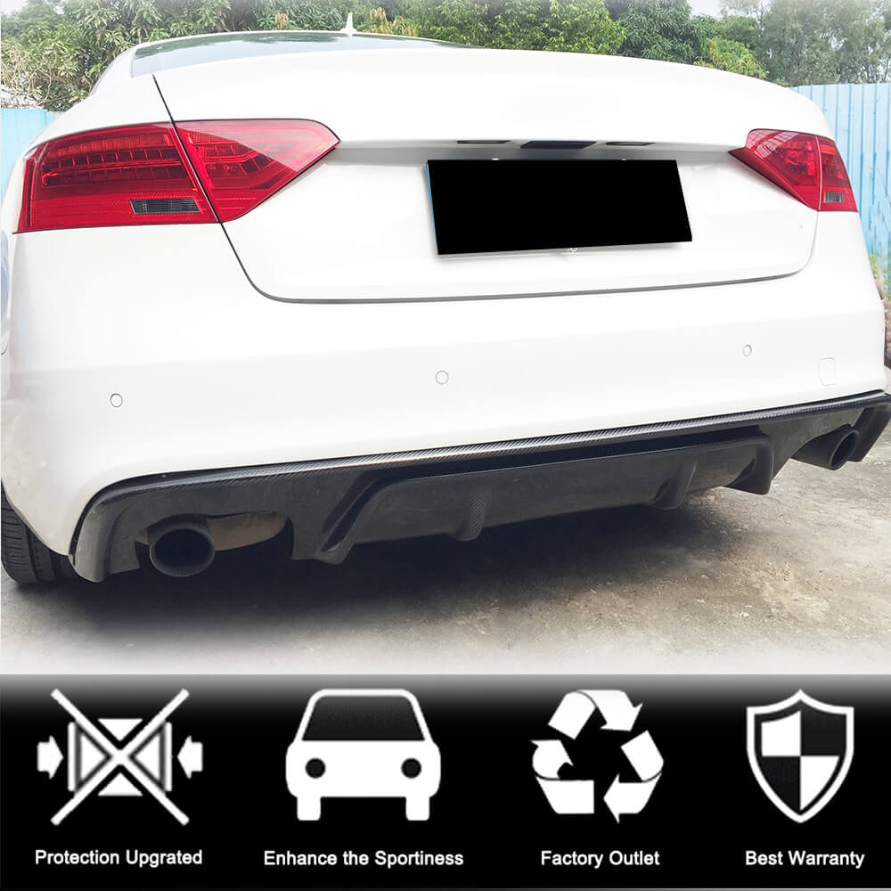Rear Bumper Diffuser V2 (for S-Line 2012-2015, Carbon) for Audi A5 2007-2015 - image 2