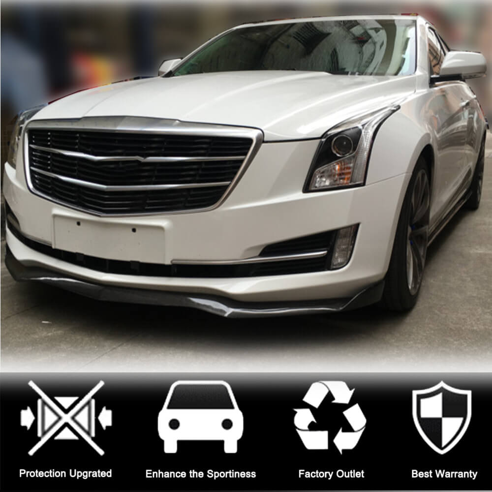 Front Bumper Lip Spoiler (for Base, Carbon) for Cadillac ATS 2012-2019 - image 2